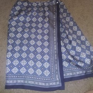 Talbots blue bohemian geometric midi skirt
